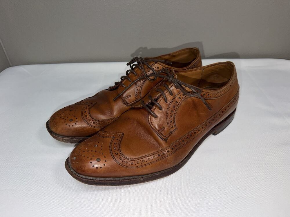 Allen Edmonds Men's LEIDEN Dress Shoes Size 10.5 D Oxford Wing Tip Brogue Brown